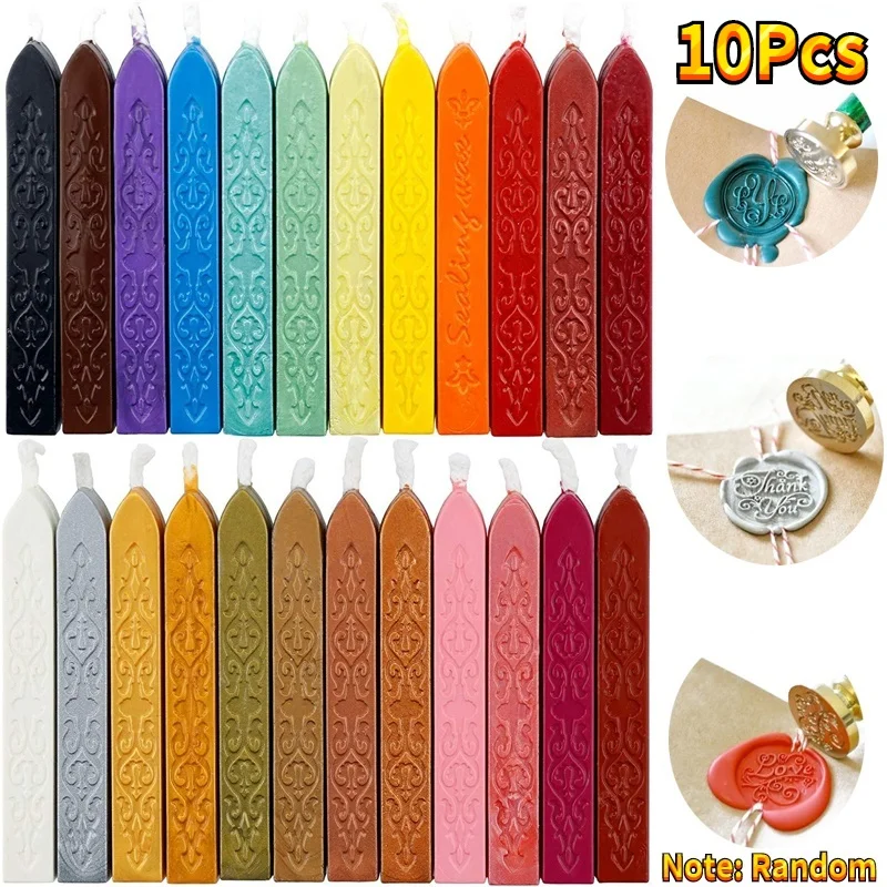 Beeswax Taper Candle - 10 قطعة قضبان الشمع ختم الملونة