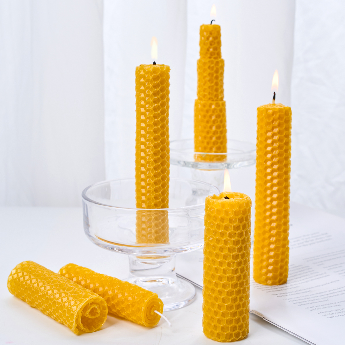 Beeswax Taper Candle - 10 قطعة رقائق شمع العسل لتقوم