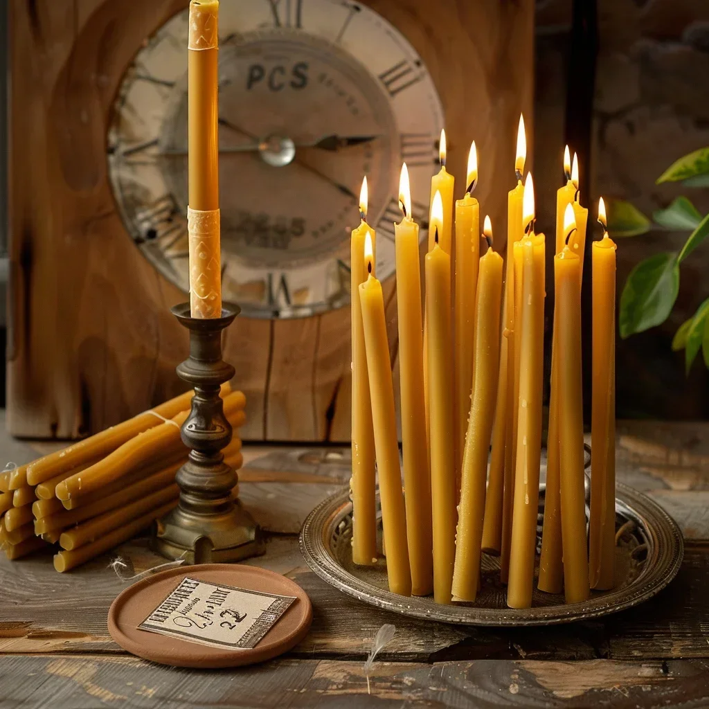 25 قطعة/1 حزمة شمعة هانوكا شمع - مراجعة Beeswax Taper Candle وسعره