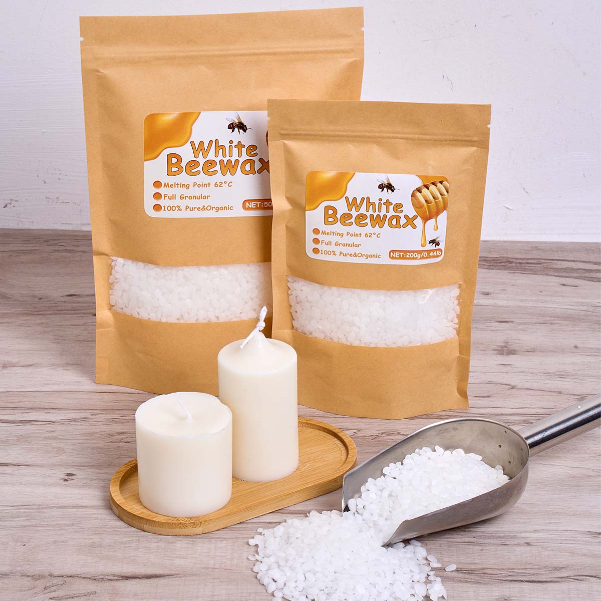 1000 جرام شمع العسل الأبيض لتق - مراجعة Beeswax Taper Candle وسعره