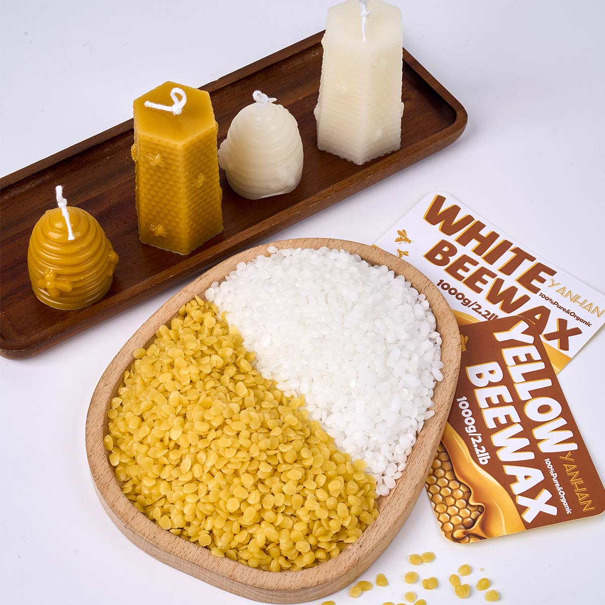 1000 جرام حبيبي طبيعي نقي أبيض - مراجعة Beeswax Taper Candle وسعره